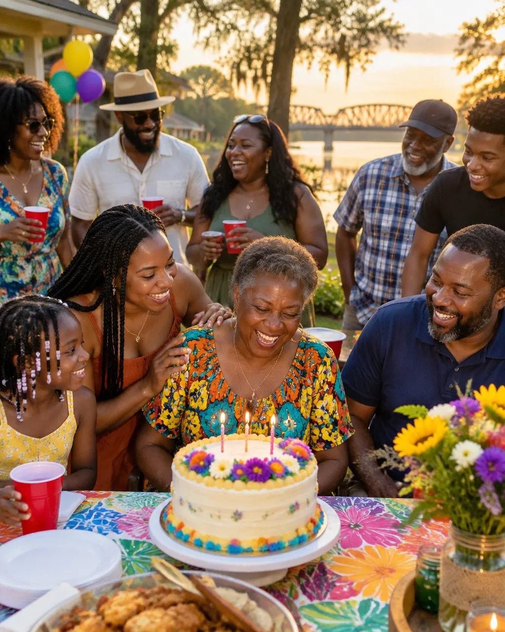 A family celebrating together at a birthday gathering